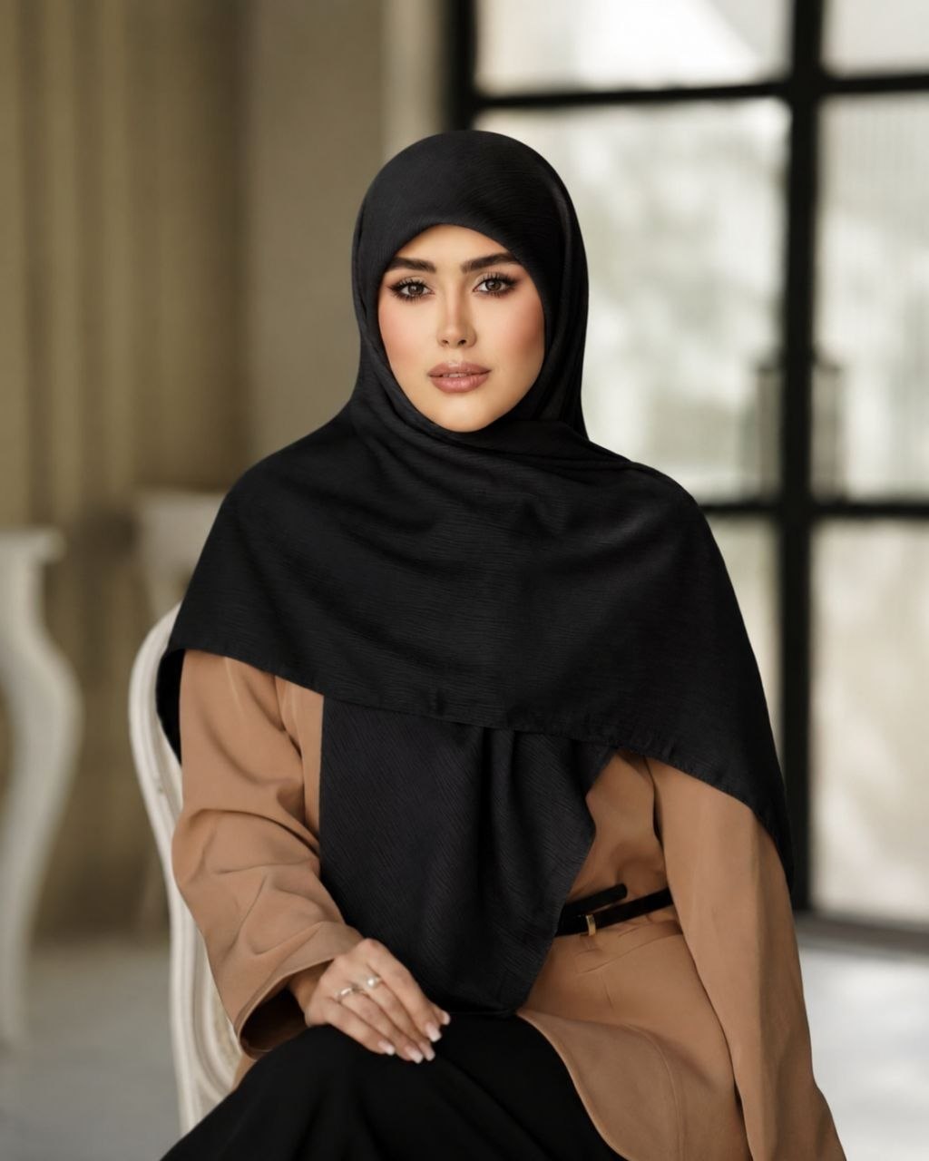 روسری زنانه جنس نخی کریشه تکرنگ قواره ۱۴۰