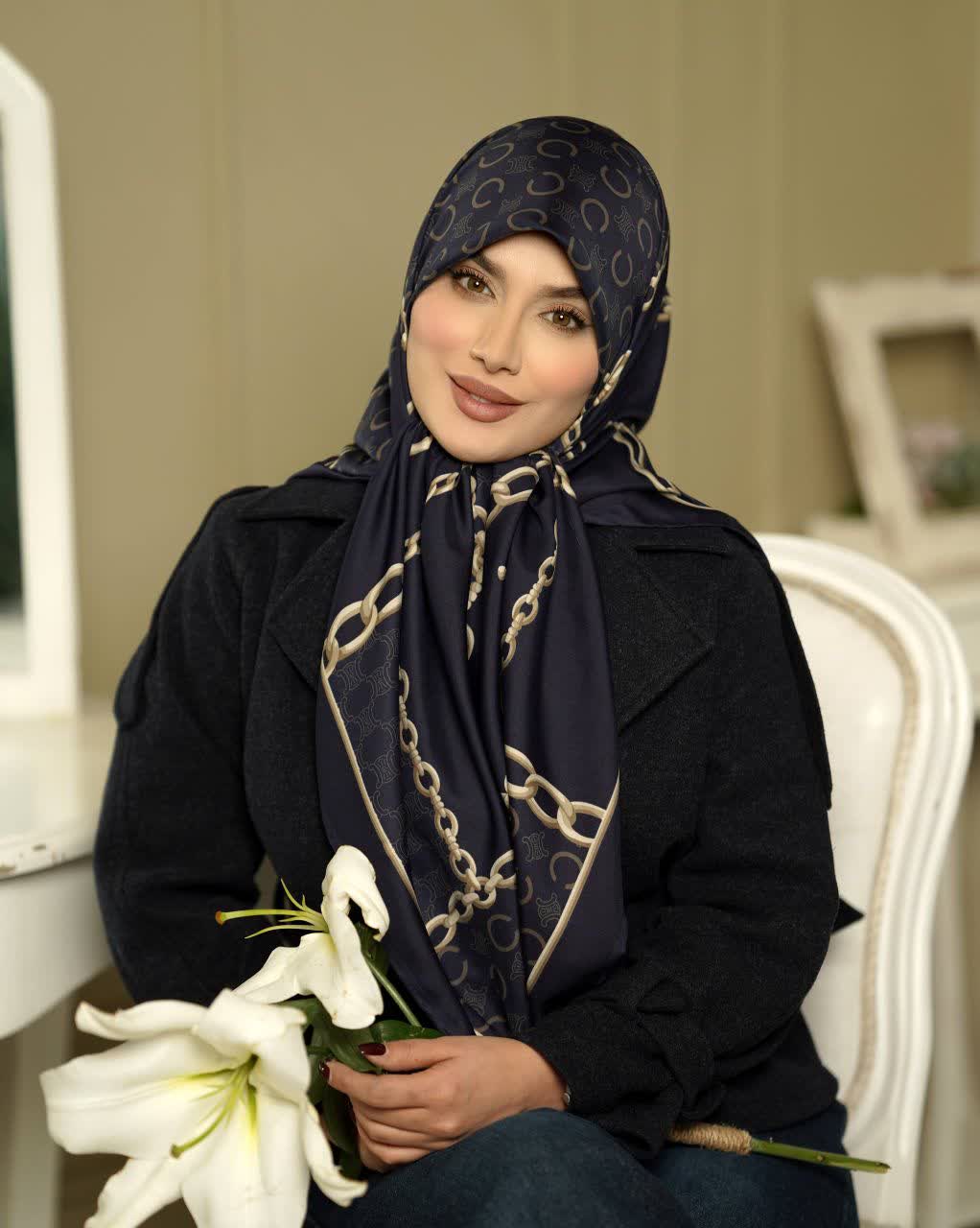 روسری ابریشم توییل مجلسی قواره ۱۴۰