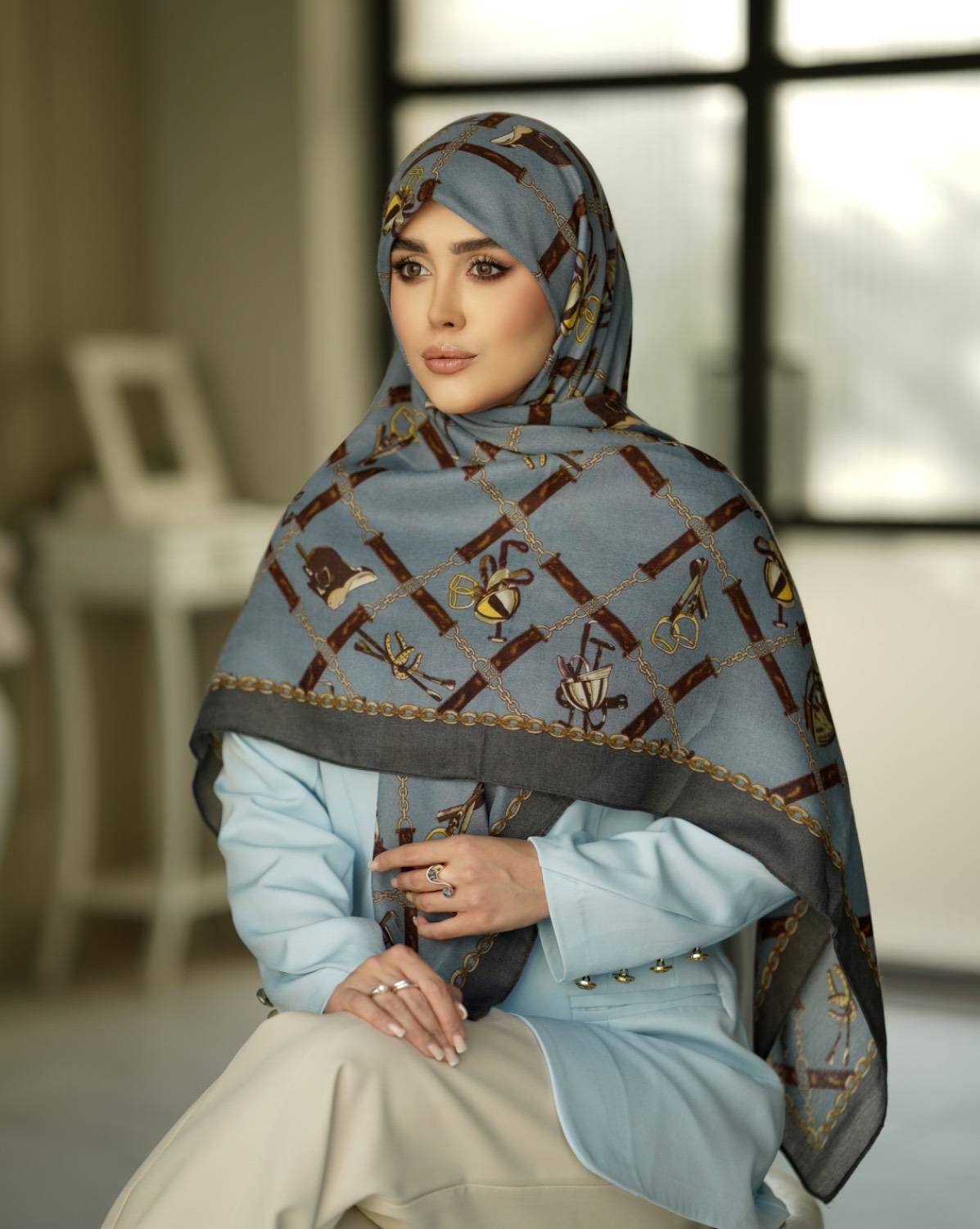 روسری نخ پنبه سیااسکارف قواره ۱۴۰