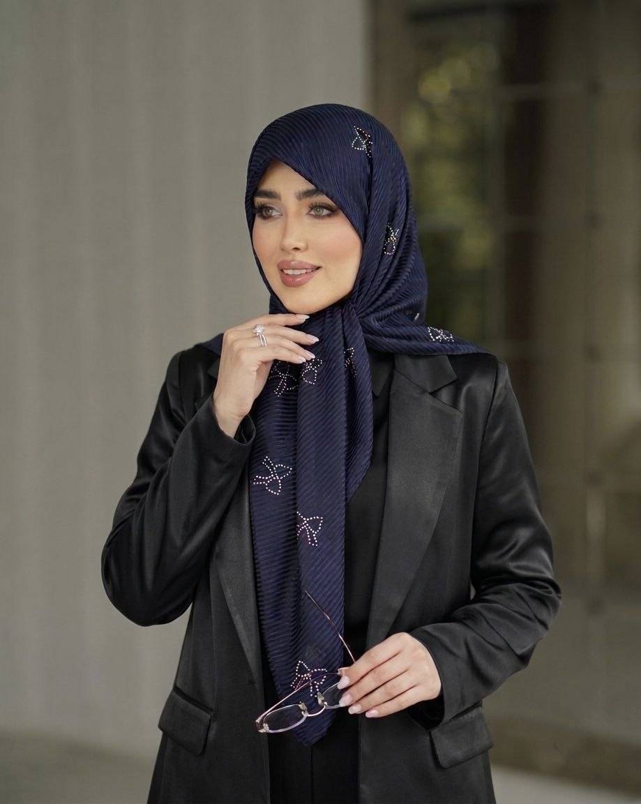 روسری مجلسی زنانه جنس ژان ژان نگین پاپیون