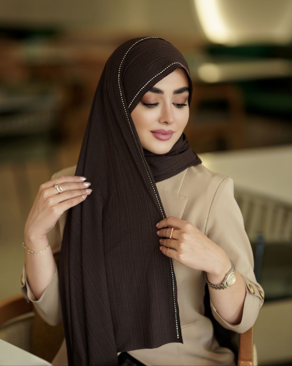 شال کریشه کشی زنانه نگین دار
