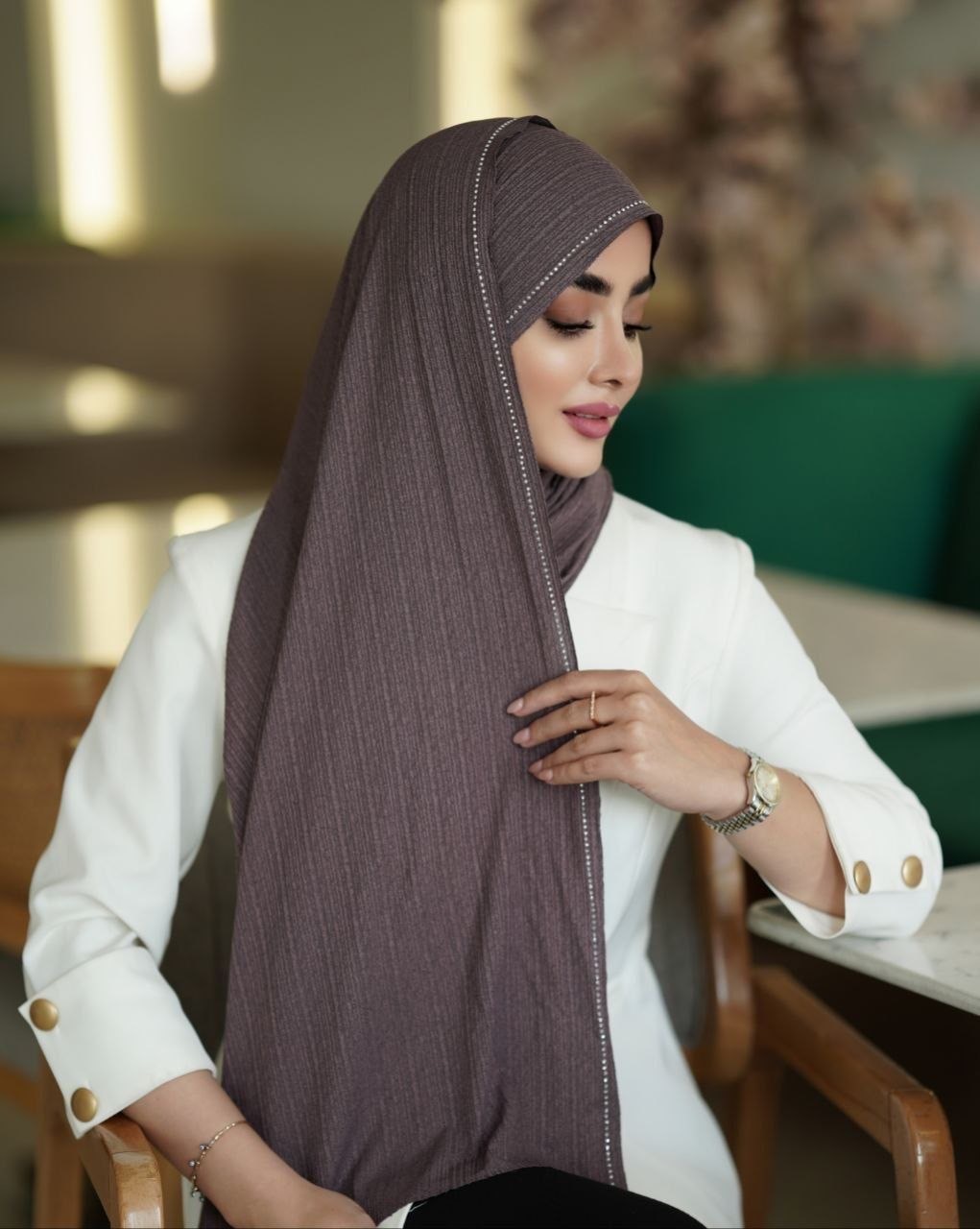 شال کریشه کشی زنانه نگین دار