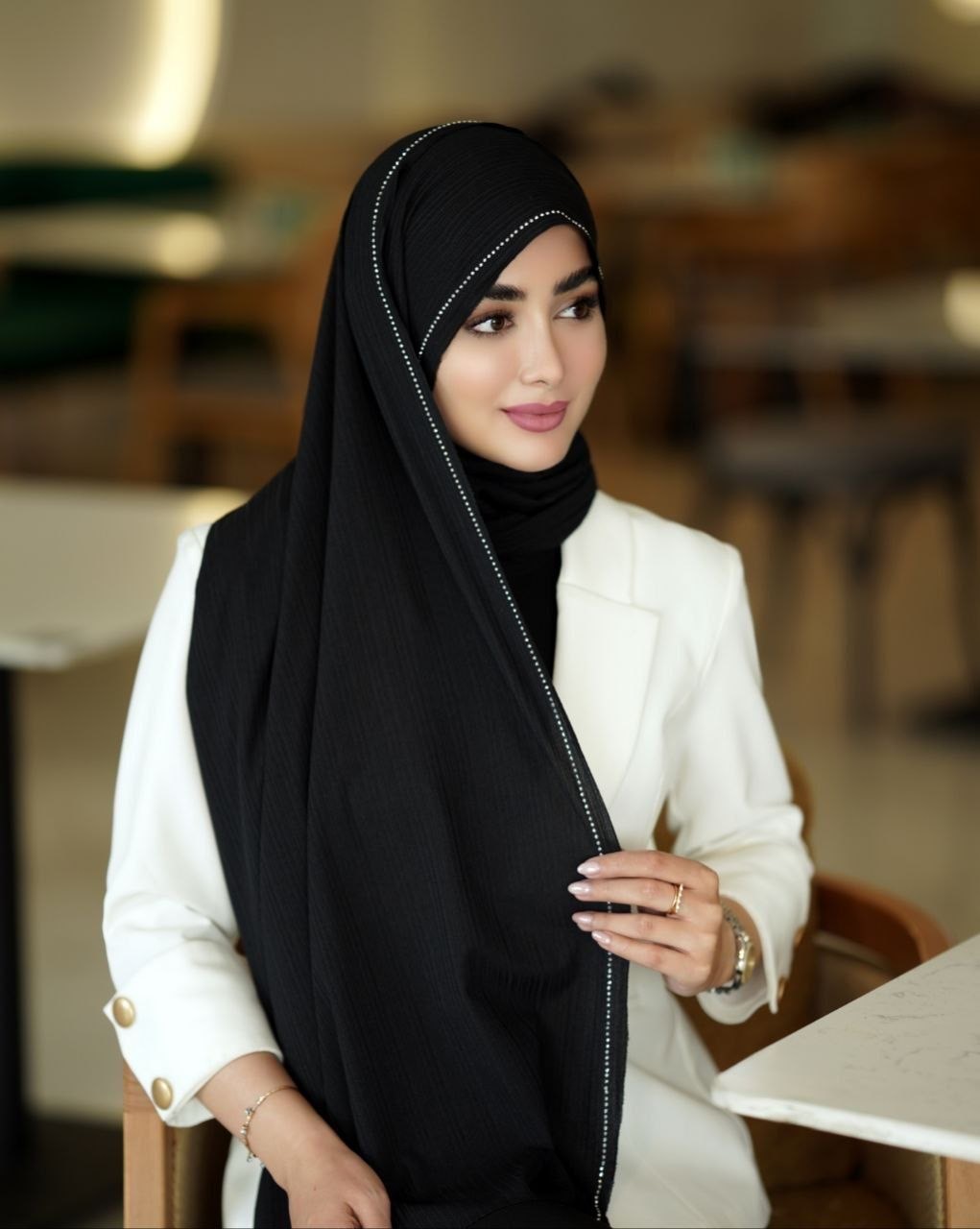 شال کریشه کشی زنانه نگین دار