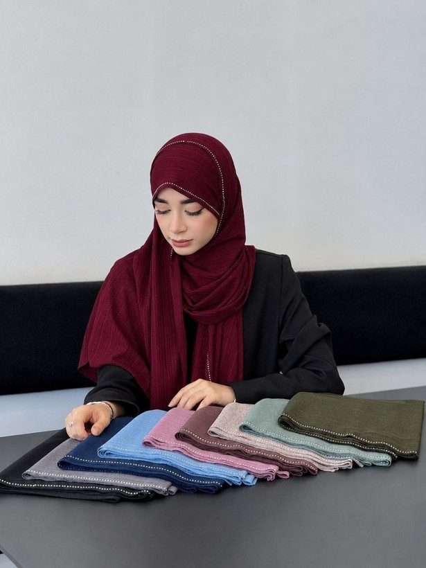 شال کریشه کشی زنانه نگین دار